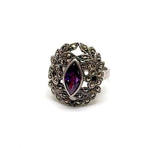 Sterling Silver and Purple Amethyst Ring Size 8
